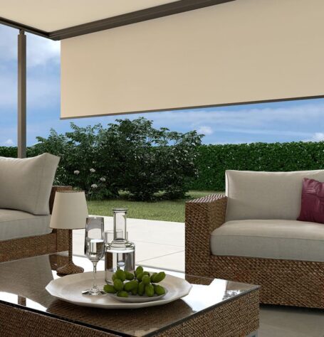 Image of a fabric pergola awning